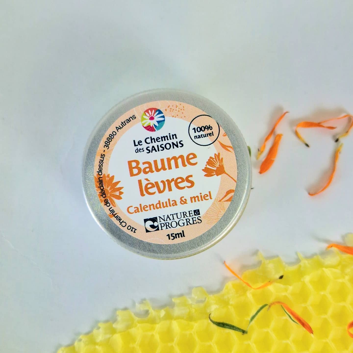 baume à lèvre naturel au calendula, miel et cire d'abeille